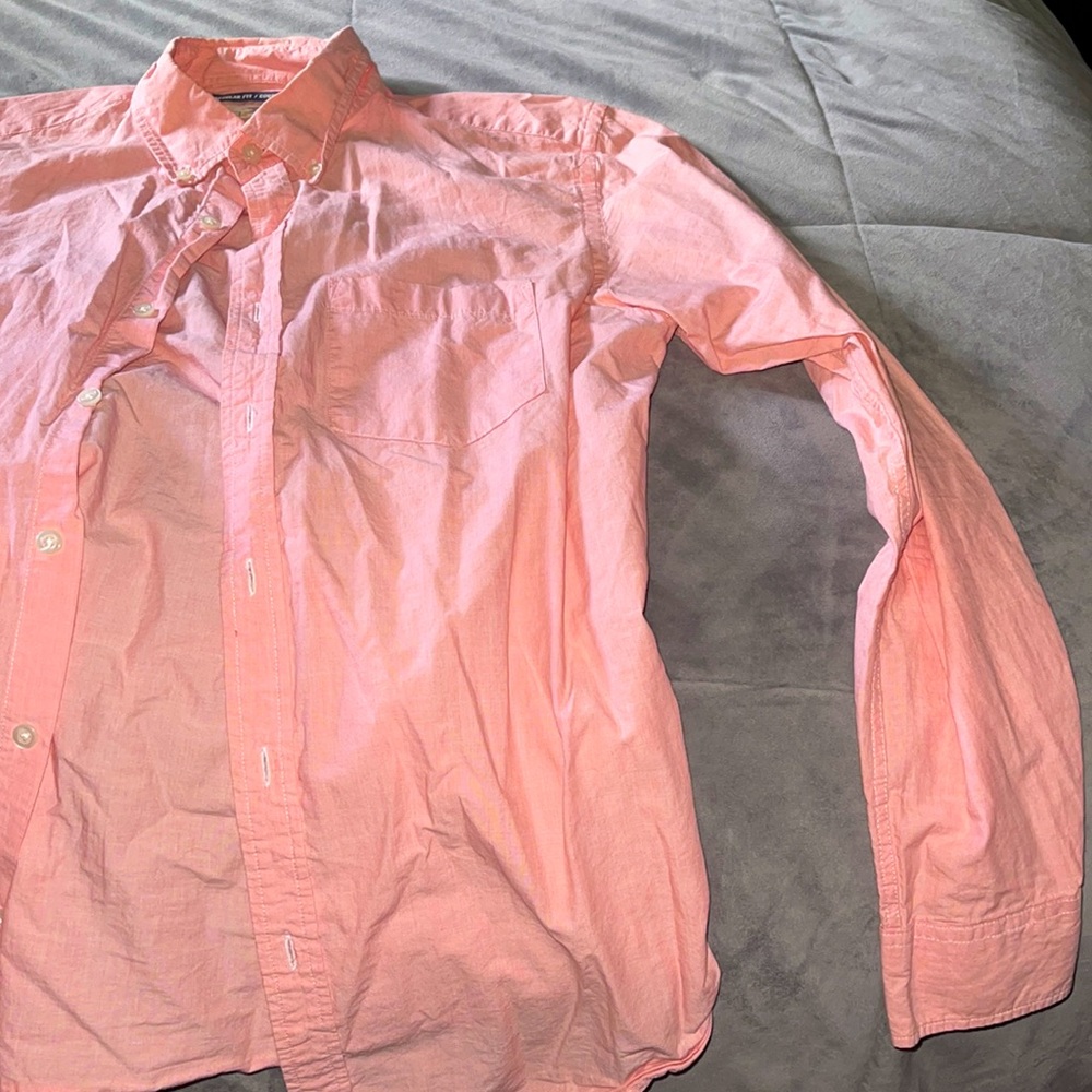 Long Sleeve Medium Pink Button Down